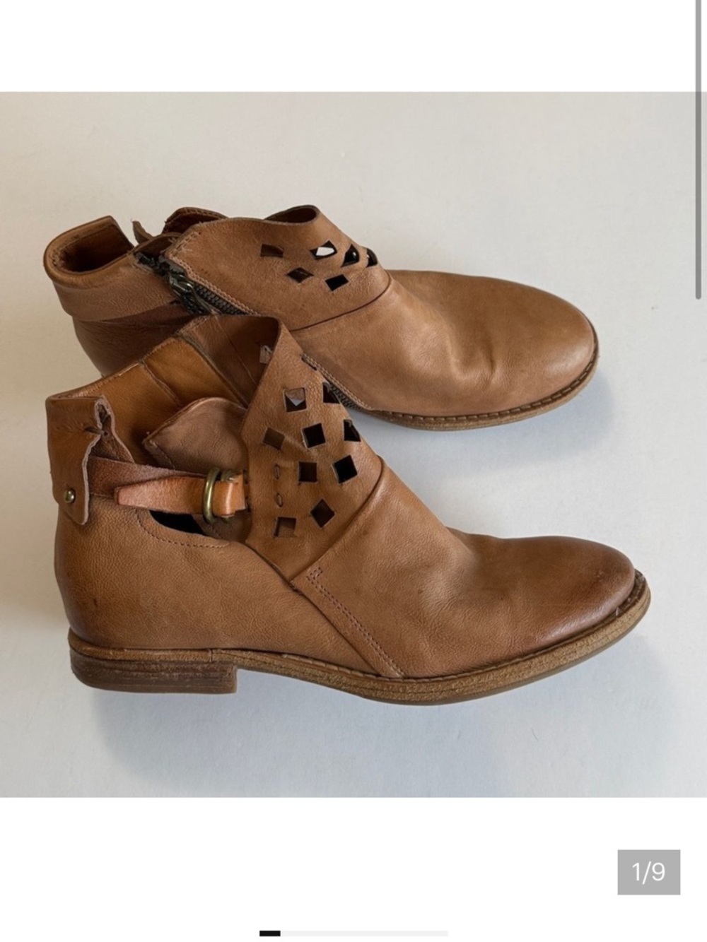 A.S. 98 Zada Leather ankle boot tan cut out booties women’s 39